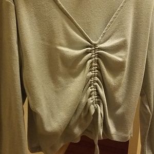 Sparkly crop tie front top